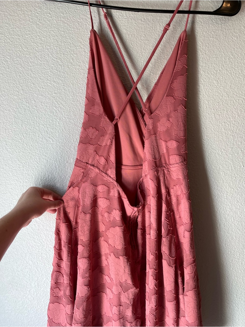 Speechless Dusty Rose Lace Mini Dress with Crisscross Straps - Picture 4 of 7